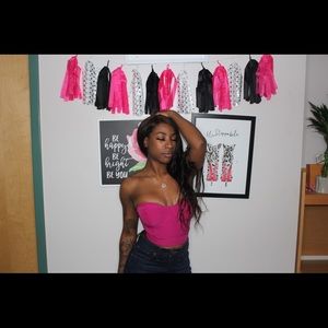 Bebe Hot Pink Bustier Crop Top